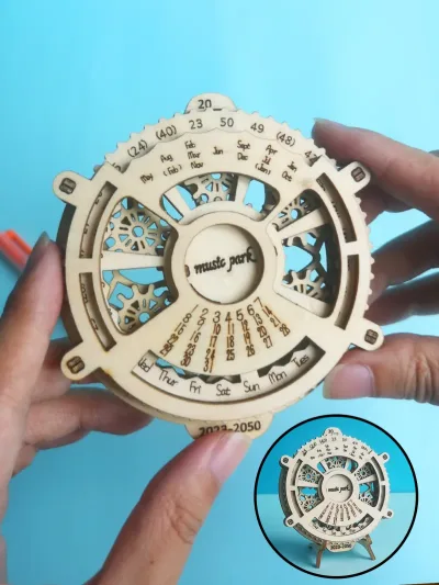 3d Wooden Puzzle Perpetual Calendar Mechanical Gears Toy Building S...