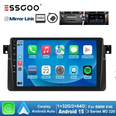 ESSGOO 9" Android 15 Car Stereo Radio for BMW E46/ M3 / Rover 75 / MG ZT (1998-2006) Carplay/Android Auto Touchscreen GP image 1