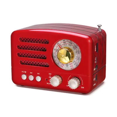 Vintage Portable Transistor Radio Bluetooth AM/FM TF AUX USB Rechargeable