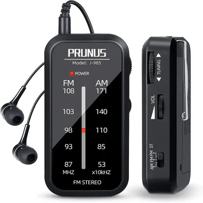 Pocket Mini AM/FM Stereo Radio Battery Operated with Back Clip