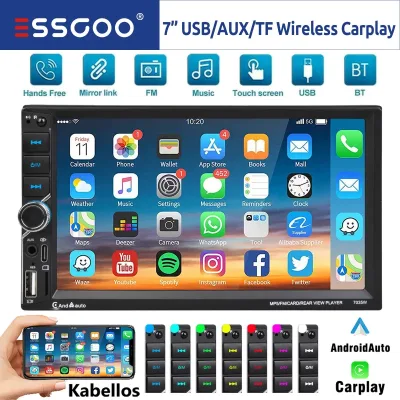 Essgoo 7 Inch Wireless Apple Carplay Android Auto Double 2 DIN Car ...