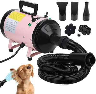Vicky Home 2800W Pet Dog Cat Grooming Hair Dryer Hairdryer Blaster Blower Low Noise Washer Heater with 2.5M Hose 3 Nozzl