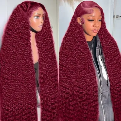 Hd Transparent 13x4 13x6 Full Frontal Lace 99j Burgundy Preplucked ...