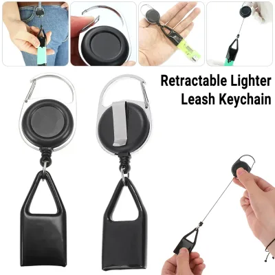 10pcs Retractable Lighter Leash Clip Keychain Rubber Cover Large Maxi Bic Black