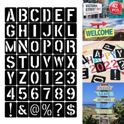 42pcs Letter Alphabet Stencils Reusable Number Plastic Templates for Paint DIY image 1