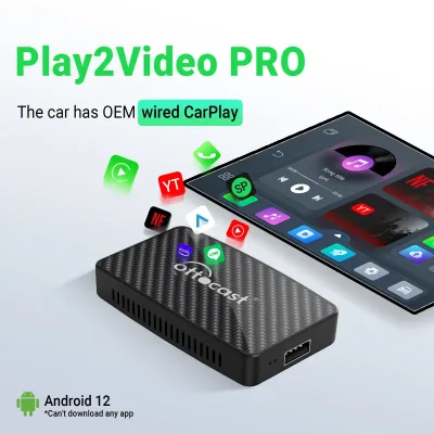 Ottocast Play2Video Pro Wired to Wireless CarPlay Android Auto Adap...