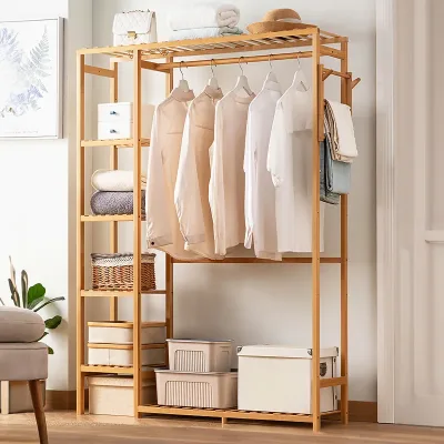 Wooden Clothes Rack With Hooks Coat Rack for Bedrooms Entryways Dre...