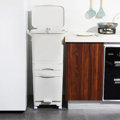 42 Litre 3-Compartment Pedal Recycling Bin for Kitchen