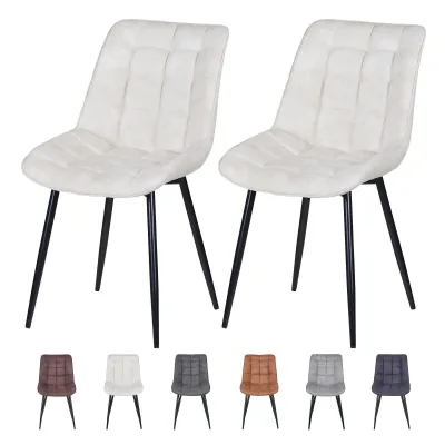 Set of 2 Faux Suede Dining Chairs with Padded Seat — MCC Alba