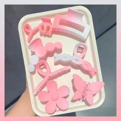 8 Pcs Fashion Dopamine Simple Light Pink Hair Claws Set For Women Girls Party Hair Accessories