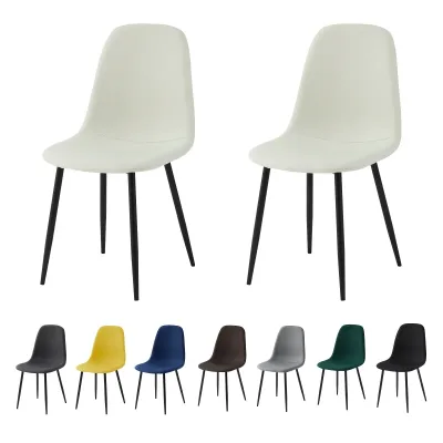 mcc direct Set of 2 Linen Fabric Dining Chairs Upholstered Seat Metal Legs for Dining Room, Living Room and Kitchen Room