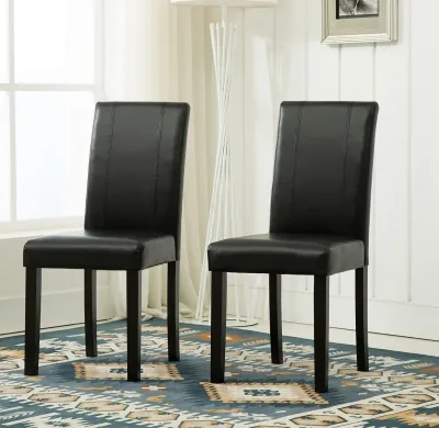 Set of 2 Faux Leather Dining Chairs Solid Wood Legs Home and Restaurant