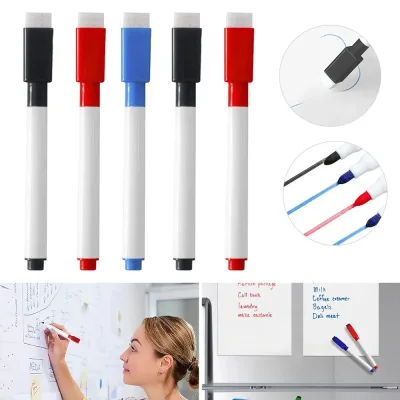 4x Whiteboard Marker Pens With Dry Wipe Erase Pen Eraser Lid au stock image 1