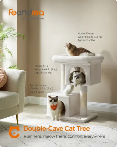 Feandrea 3-Tier Cat Tree Tower with Scratching Post image 1