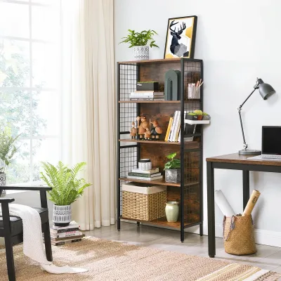 VASAGLE Bookcase with S-Shaped Hooks, 4-Tier Storage image 1