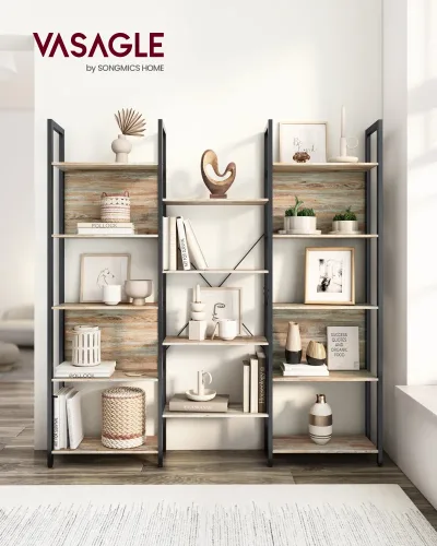 VASAGLE Bookcase, Bookshelf with 14 Shelves, Metal Frame, Shelf Unit for Living Room, Home Office, 24 x 158 x 166 cm image 1