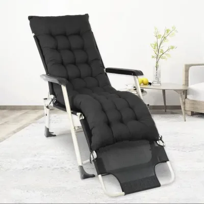 Black Sun Lounger Cushion Pad for Garden Recliner Chair