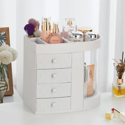 White Acrylic Makeup Cosmetic Organizer with 4 Drawers