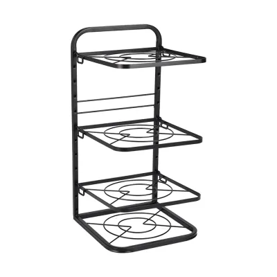 4-tier Black Freestanding Kitchen Pot Rack Organizer, Heavy Duty Ir...