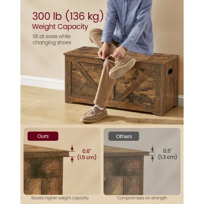 VASAGLE Storage Chest, Storage Bench, Blanket Box with 2 Safety Hinges, Shoe Storage Bench, for Bedroom, Living Room image 1