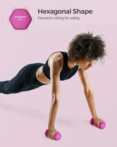 Songmics 1kg Dumbbell Pair Hexagon Neoprene Coated image 1