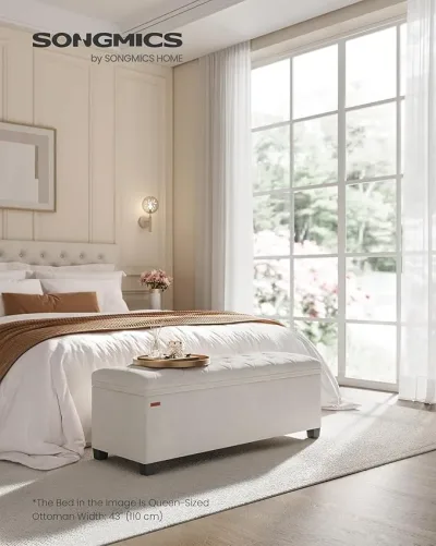 SONGMICS Storage Ottoman Bench, Ottoman Foot Rest with Legs, 40 x 110 x 40 cm, End of Bed Bench, Storage Chest, for Livi image 1