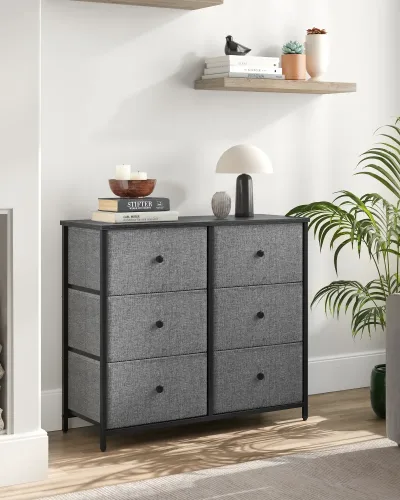SONGMICS Chest of Drawers, 6 Fabric Drawers with Metal Frame, Storage Organiser Unit, Dresser, for Nursery, Bedroom, Hal image 1