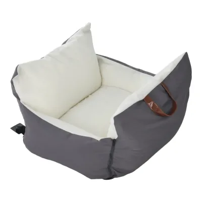 Grey Plush Pet Car Seat