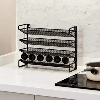 Voltsify Black 4 Tier Metal Spice Rack Organizer