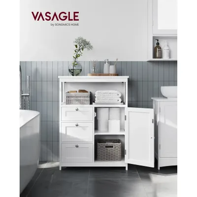 VASAGLE Bathroom Storage Cabinet, 3-Drawer Unit image 1