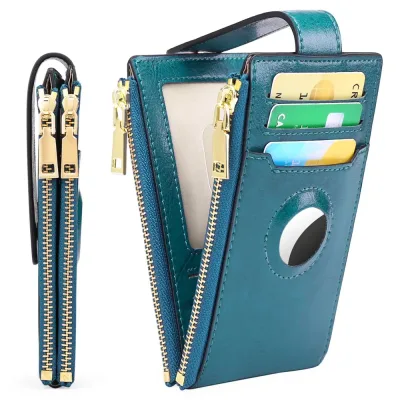 Genuine Leather Mini Folding Card Holder's Wallet Credit Card Holder Leather Business Card Holder Wo Layered Oil Leather