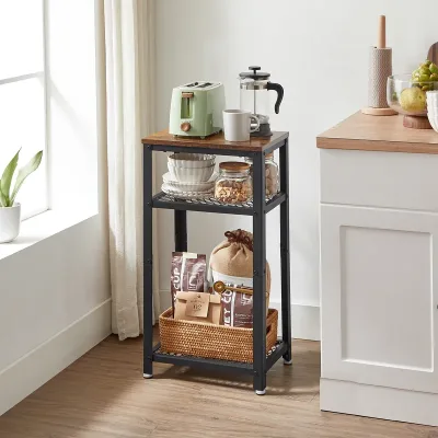 VASAGLE Side Table, Bedside Table, Sofa End Table, Telephone Table, with 2 Lattice Shelves image 1
