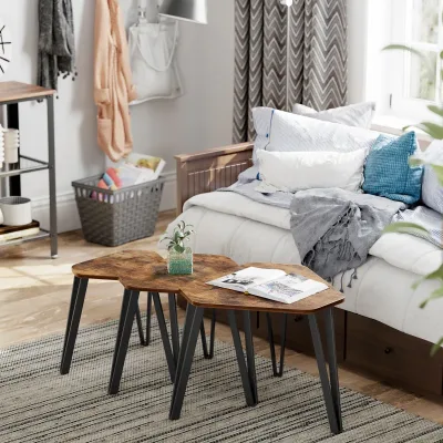 VASAGLE Nesting Coffee Table, Set of 3 End Tables for Living Room, Stacking Side Tables, Sturdy and Easy Assembly image 1