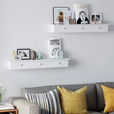 Floating Wall Shelf with 3 Drawers - SONGMICS image 1