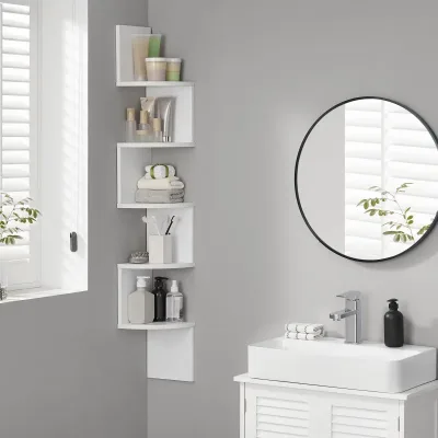 VASAGLE Corner Shelf, Wall Shelf, Zigzag Shaped Shelf, Bookcase image 1