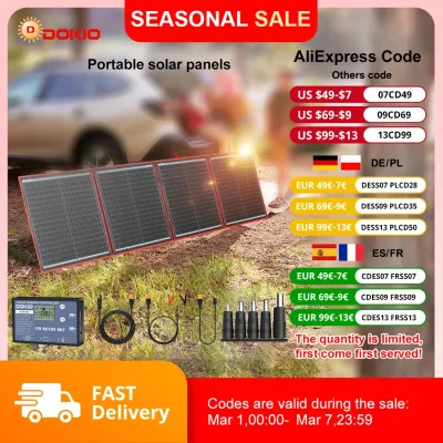 Dokio 100W–300W Foldable Flexible Solar Panel Kit with 12V Controller