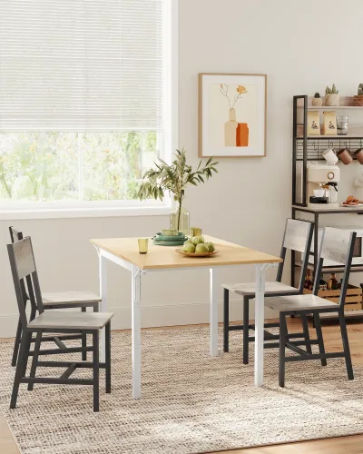 VASAGLE Dining Chair Set of 2, Steel Frame, Industrial, for Dining Room, Living Room, Kitchen, Heather Greige and Froste