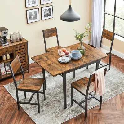 VASAGLE Folding Dining Table, Drop Leaf Extendable, for Small Spaces, Seats 2-4 People, Industrial, 78 x 120 x 76.2 cm image 1