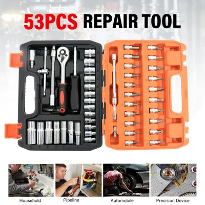 Car Repairing Tools 53Pcs/Set Flexible Socket Kit 1/4" Ratchet Wrench Drive Car Repairing Tools image 1