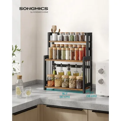 Songmics Spice Rack, 3 Tier Storage Rack, Desktop Organizer, Bamboo...
