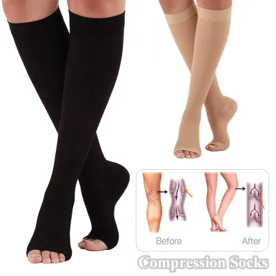 2 Pairs Women's Compression Thigh High Stockings image 1