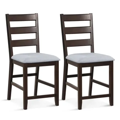 GOFLAME Set of 2 Bar Stools Counter Height Chair Pub Dining Chairs With Padded Seat