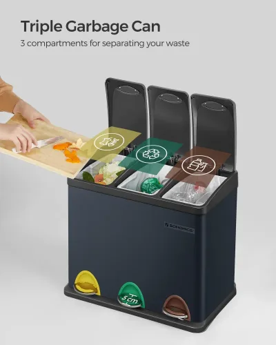 3x8L Kitchen Pedal Bin, SONGMICS image 1