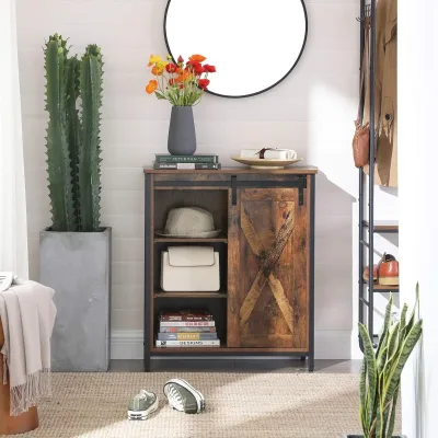 VASAGLE Storage Cabinet, Sideboard, Multipurpose Cabinet, Adjustable Shelves, Sliding Door, Steel Frame image 1
