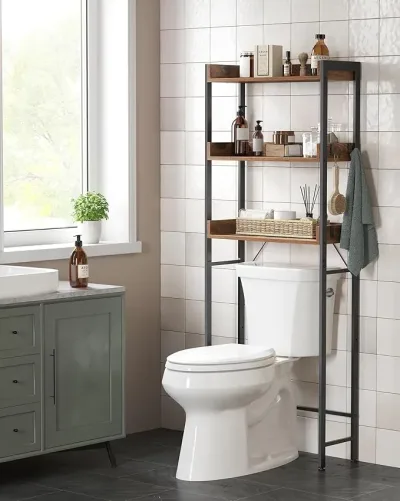 VASAGLE Toilet Shelf, 3 Tier Toilet Shelf, Space-Saving Bathroom Shelf, Easy Assembly, for Laundry Room, Industrial Styl image 1