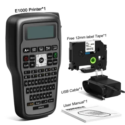 Phomemo E1000 PRO Label Printer Portable Label Maker Tape Keyboard Symbols Industrial TZe231 Printer Work with Heat Shri image 1