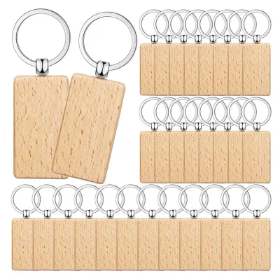 50x Unfinished Wood Key Tags for DIY Crafts image 1