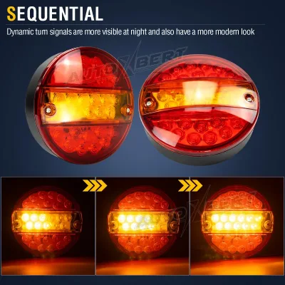 12- 24V LED 5.5" ROUND HAMBURGER TAIL LAMP LIGHT LORRY TRUCK CAR VAN TRAILER BUS