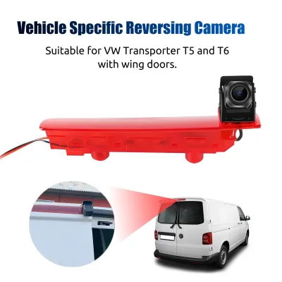 ESSGOO 170 Grad Rear View Reversing Camera for VW Transporter T5 T6 3rd Brake Light Double Doors 8M IP68 Waterproof Nigh image 1