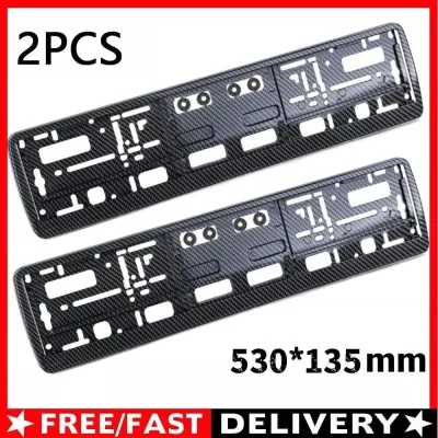 2X Car Licence Number Plate UK STANDARD Carbon Fibre Hydrographic Holder Frame